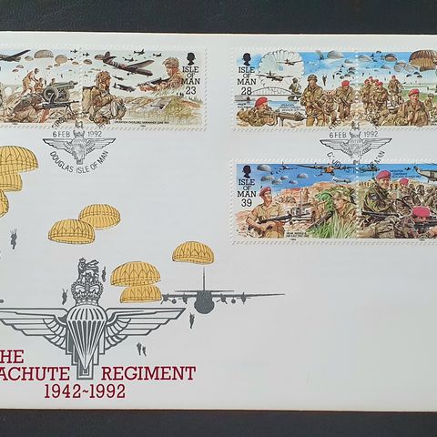 Isle of Man FDC AFA 481-86 - Engelske fallskjermtropper 50 år