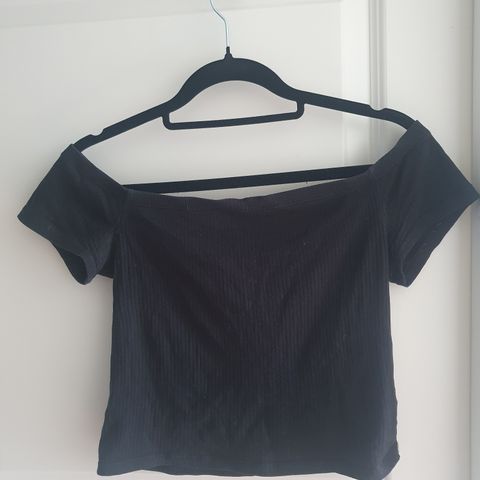 Svart skulder crop-topp, S