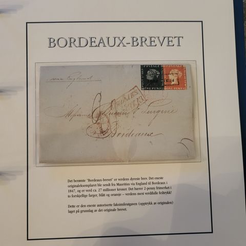 Sølv frimerke, bordeaux-brev, 3 skilling banco, motivfrimerke, 10 kr seddel 1972