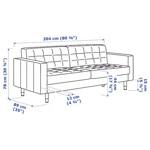 3 seters Leather sofa, Grann/Bomstad hvit/metall