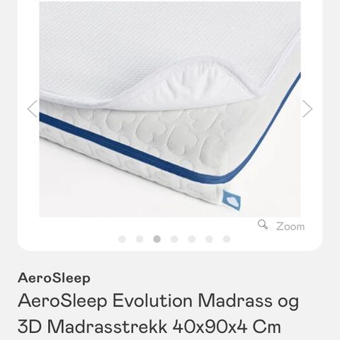 Aerosleep madrass og madrassebeskytter 90x40