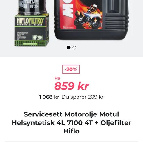 Halv pris på MC-oljer! Motul, Mobil 1 og andre. Fra 170,- for 4 liter!