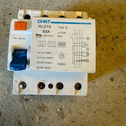 CHINT NL210 jordfeilbryter Type B 63A / 30mA 3+N (4-Pol)