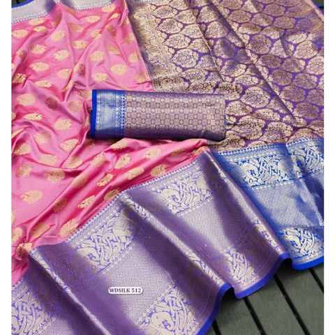 Indisk Kanchipuram Silk Saree med Ferdig Sydd Bluse
