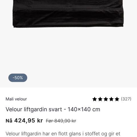 Velur Liftgardin svart