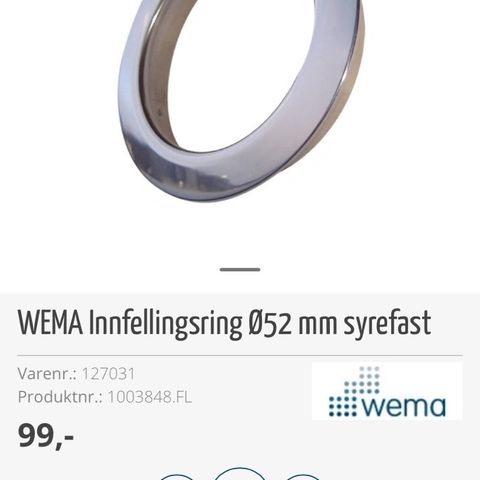 WEMA Innfellingsring Ø52 mm syrefast