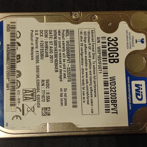 320gb HDD WD Harddisk