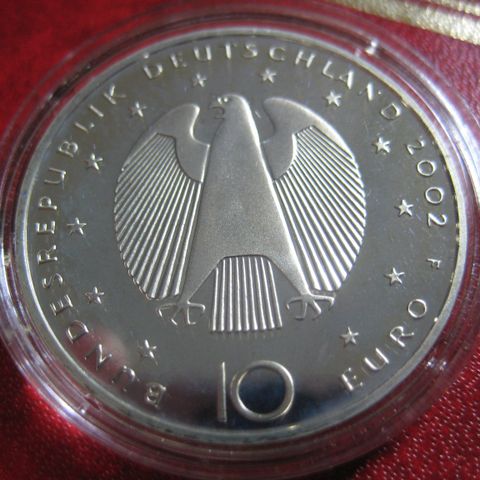 10 Euro Tyskland  2002 sølv unc i kapsel