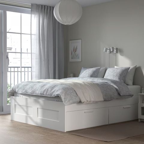 Brimnes seng med skuffer, hvit. 180x200