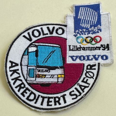 Volvo Akkreditert sjåfør buss OL Lillehammer 1994 tøymerke patch