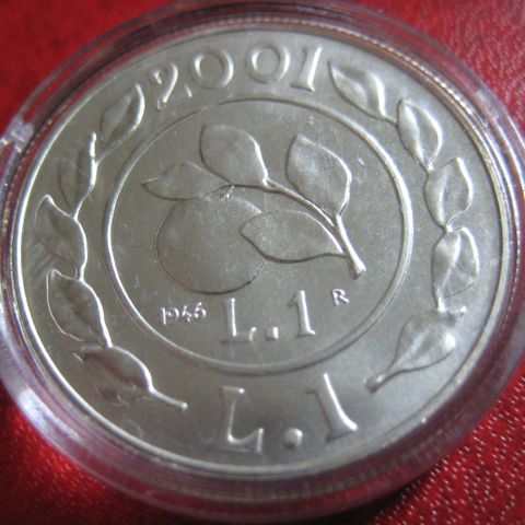 1 Lira Italia 2001 sølv  unc i kapsel