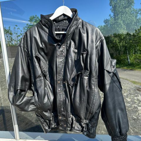 Vintage biker skinnjakke, herre str M