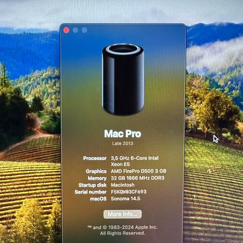 Mac Pro 2013 - 3.5 GHz, 2 x AMD FirePro D500 3 GB, 32 GB RAM, 1 TB Harddisk
