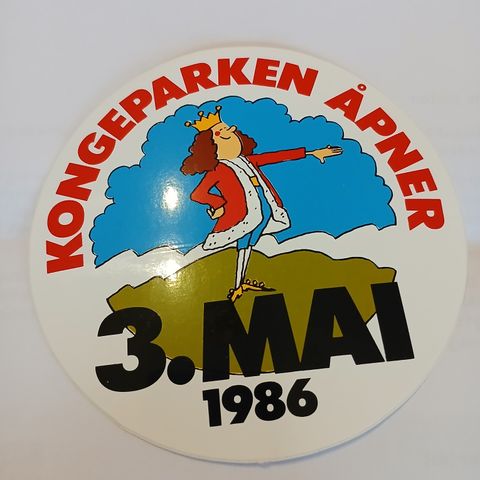 Kongeparken åpner 3. Mai 1986 Klistremerke