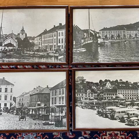 Fire innrammede fotografier av gamle Arendal