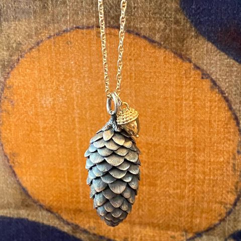 Ole Lynggaard Forest Collection pine cone/stor kongle i oksidert Sterling Silver