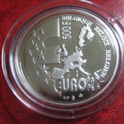 500 Frang Belgia  2001 sølv unc