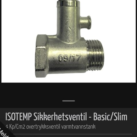 Isotemp sikkerhetsventil basic/slim