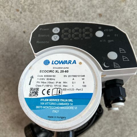 Lowara sirkulasjon pumpe xl 25-60