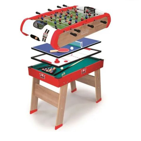 Smoby Power Play bordspill 4-i-1 - fussball, billiard, bordtennis og airhockey