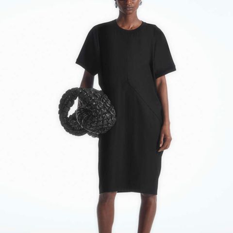 COS batwing-sleeve t-shirt dress, black, str. S