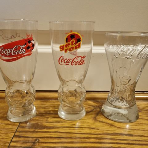 3 Stk. Coca-Cola fotball glass