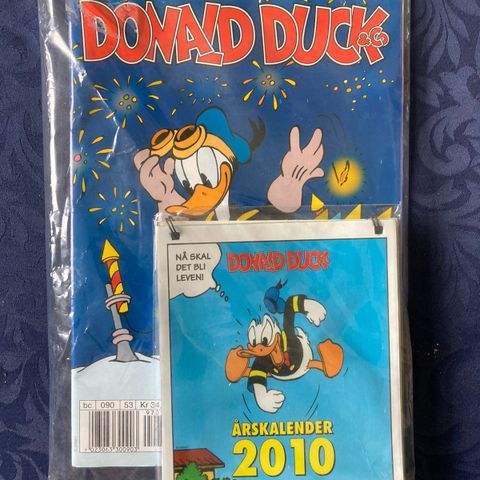 Donald Duck nr. 53 fra 2009 med «Årskalender 2010» (i ubrutt plast)