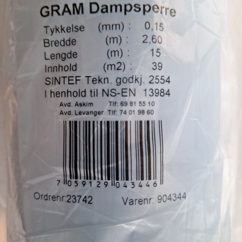 GRAM Dampsperre