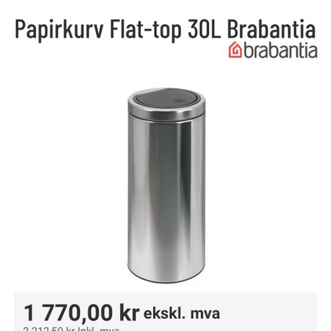 Papirkurv Flat-top 30L uten lokk. bruksspor.