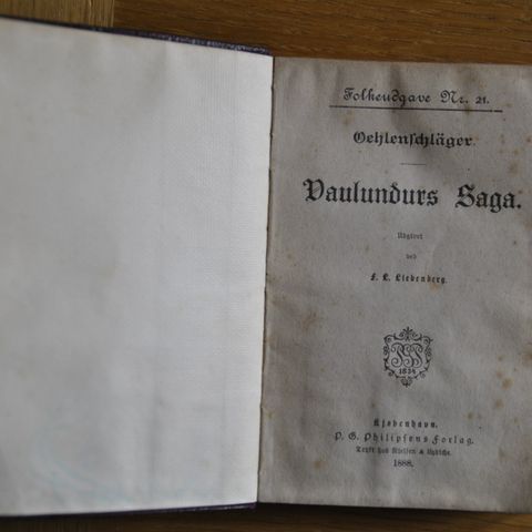 OEHLENSCHLAGER: Daulundurs saga. 1888