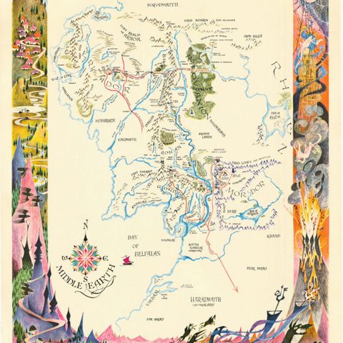 J.R.R. Tolkien, 1965 Ballantine Map Poster, Near Fine, Art by Remington