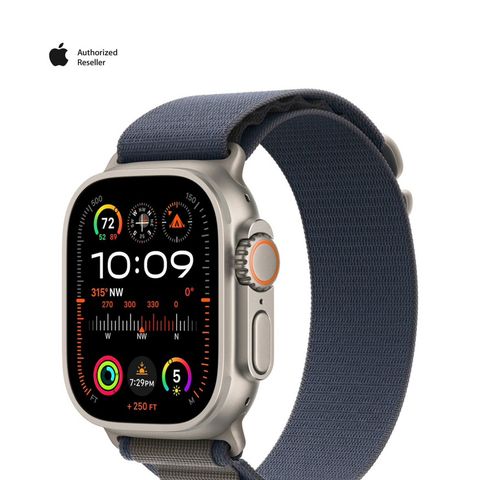 Apple Watch Ultra 2 (GPS + Cellular), 49 mm titan, Alpine Loop blå – medium