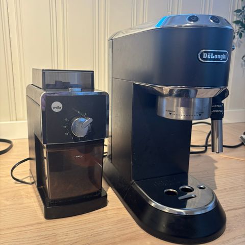 Delonghi espressomaskin og wifla kaffekvern