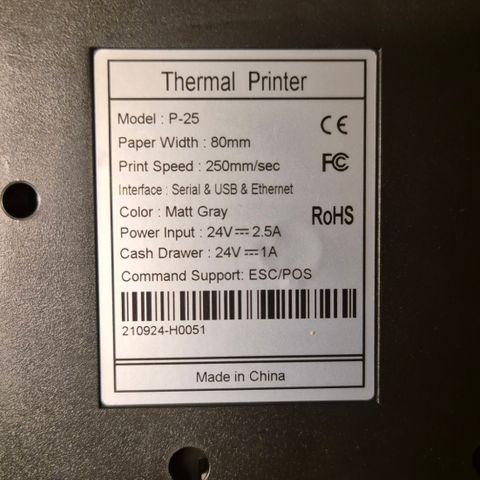 Elanda P25 Thermal Printer - kvitteringsskriver til POS