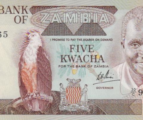 Strøken 5 Kwacha pengeseddel fra Sambia / Zambia i UNC - 1434