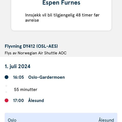 Flybillett Oslo - Ålesund