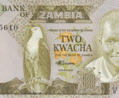 Strøken 2 Kwacha pengeseddel fra  Sambia / Zambia i UNC - 1431