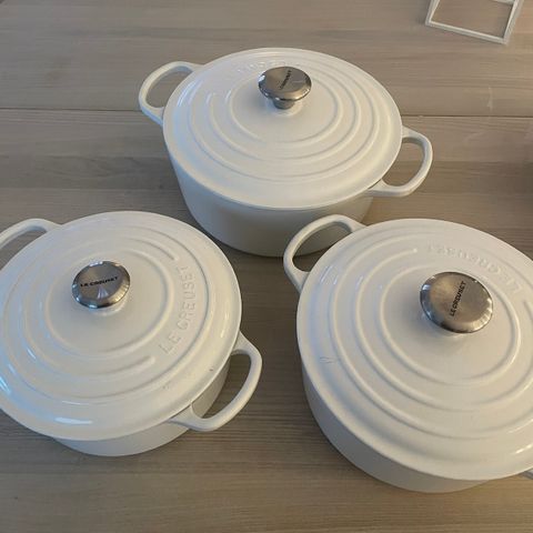 Le creuset gryter hvit