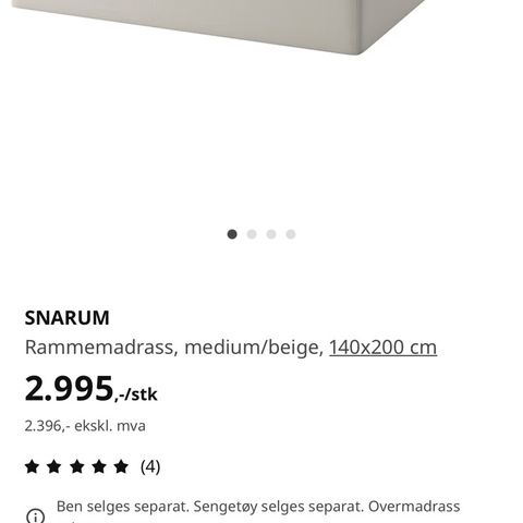 RESERVERT Rammemadrass SNARUM Ikea