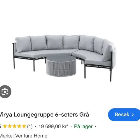 Virya Loungegruppe 6 seter + bord og puter