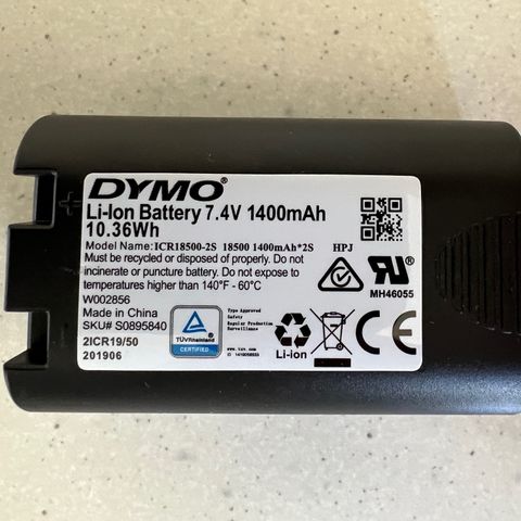 Dymo batteri for Rhino/Labelmaker maskiner