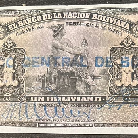 BOLIVIA. 1 BOLIVANO. 1929. Serie H2.  P-112a.  UNC