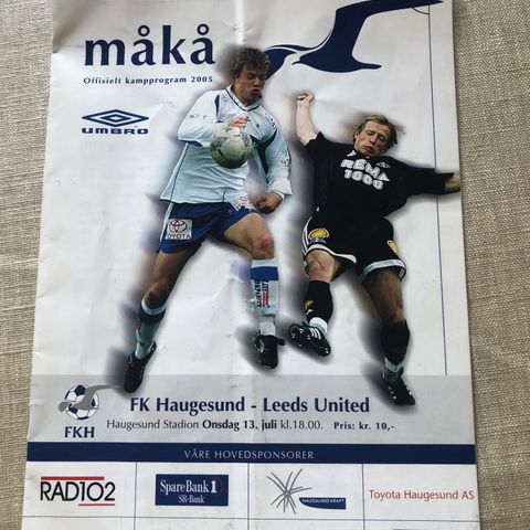 Leeds United mot FK Haugesund fotballprogram fra 2005