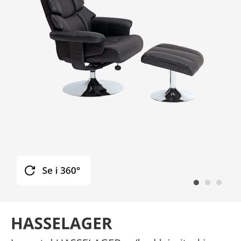 Hasselager lenestol med krakk, imitert skinn