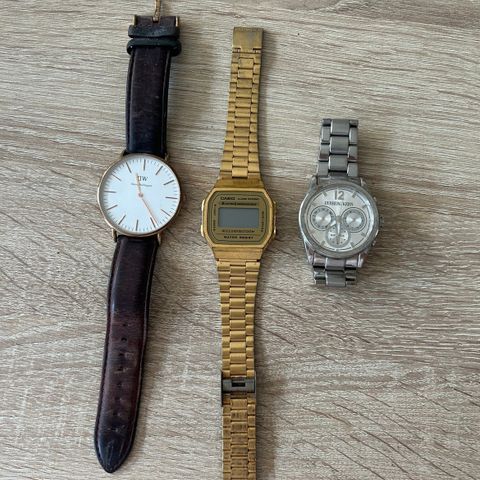 Klokker fra Daniel Wellington, Dyrberg Kern og Casio:) Pent brukt.