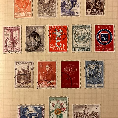 Frimerker BELGIA 1952 - 1960