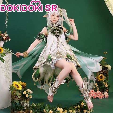 Dokidoki SR nahida genshin impact cosplay kostyme og parykk