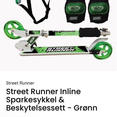 Street Runner Inline Sparkesykkel & Beskytelsessett - Grønn