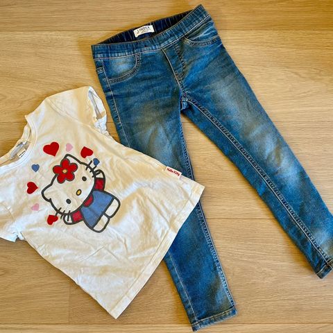 Hello Kitty sett med jeans bukse og t-skjorte - str 110