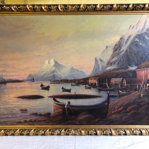 P. M. Heyerdahl. Reine, Hamnøya eller Festhælen i Lofoten. Gedigent. 1913.